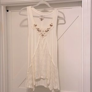 4 for $20 Knox Rose ivory tank with embroidery